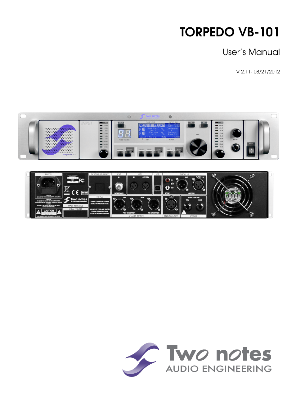 Two Notes VB-101 User Manual | 53 pages