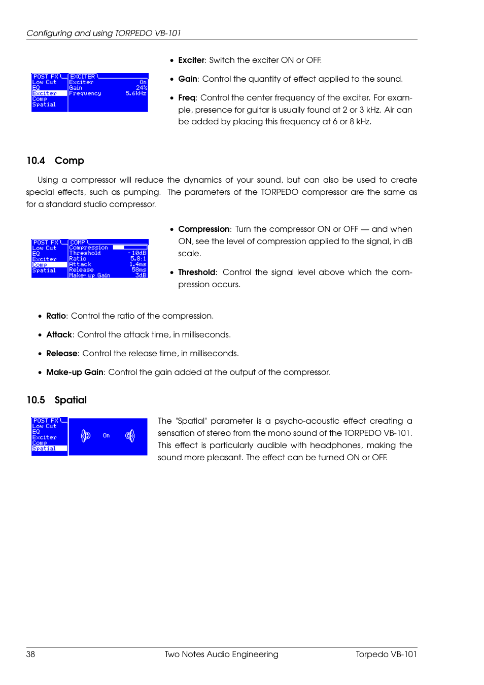 Comp, Spatial | Two Notes VB-101 User Manual | Page 38 / 53