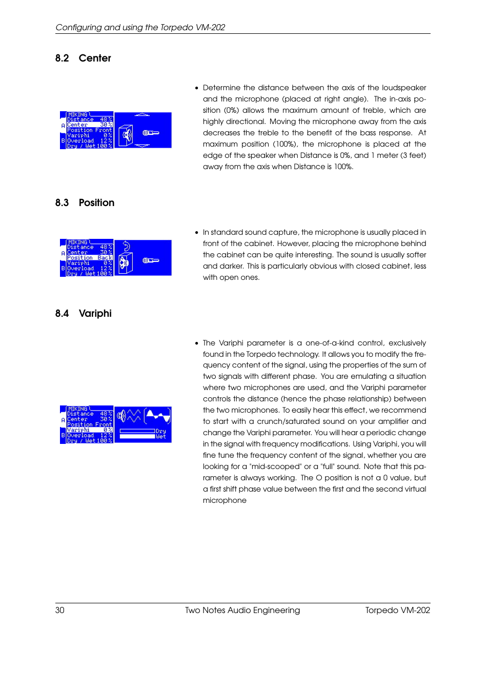 Center, Position, Variphi | 2 center, 3 position, 4 variphi | Two Notes VM-202 User Manual | Page 30 / 39