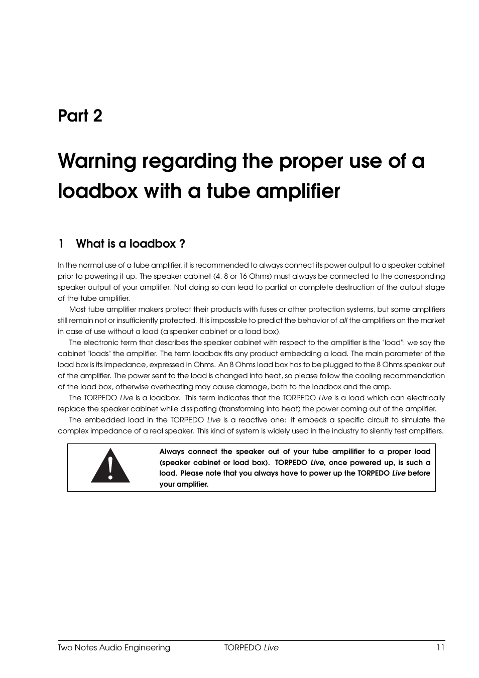 What is a loadbox, Part 2, 1what is a loadbox | Two Notes Live User Manual | Page 11 / 37