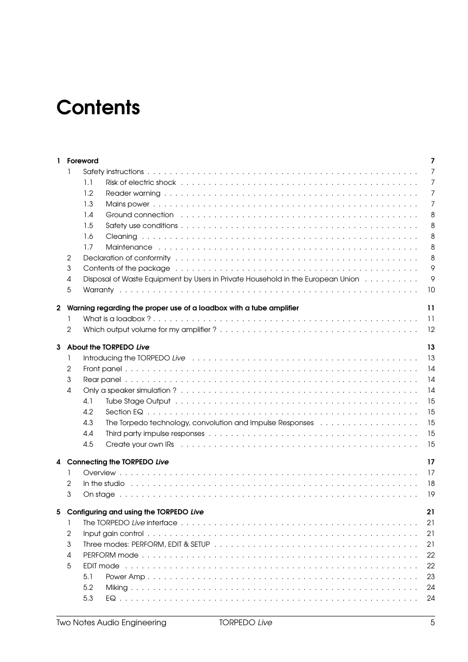 Two Notes Live User Manual | Page 5 / 37