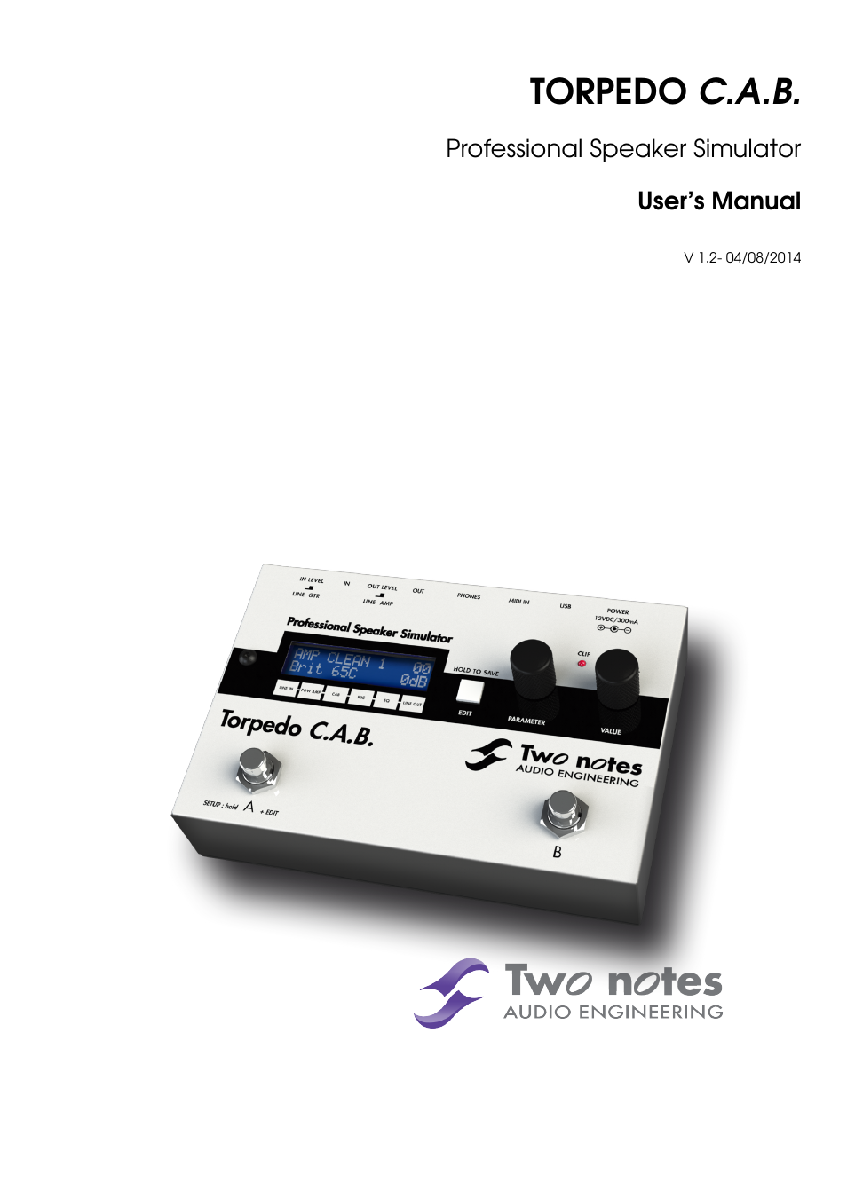 Two Notes C.A.B. User Manual | 35 pages