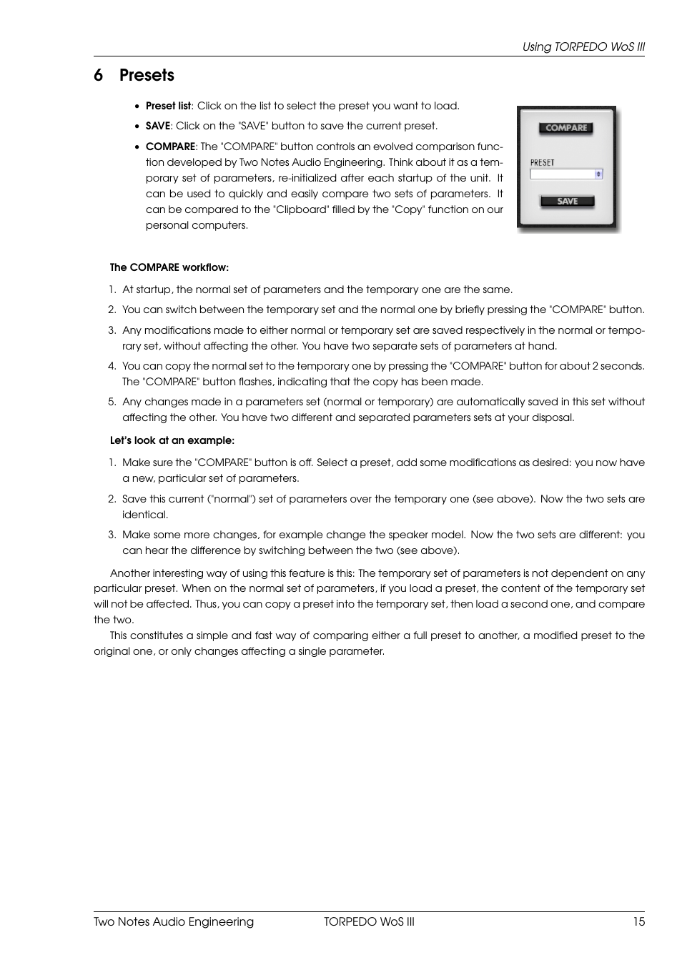 Presets, 6presets | Two Notes Wall of Sound III User Manual | Page 16 / 28