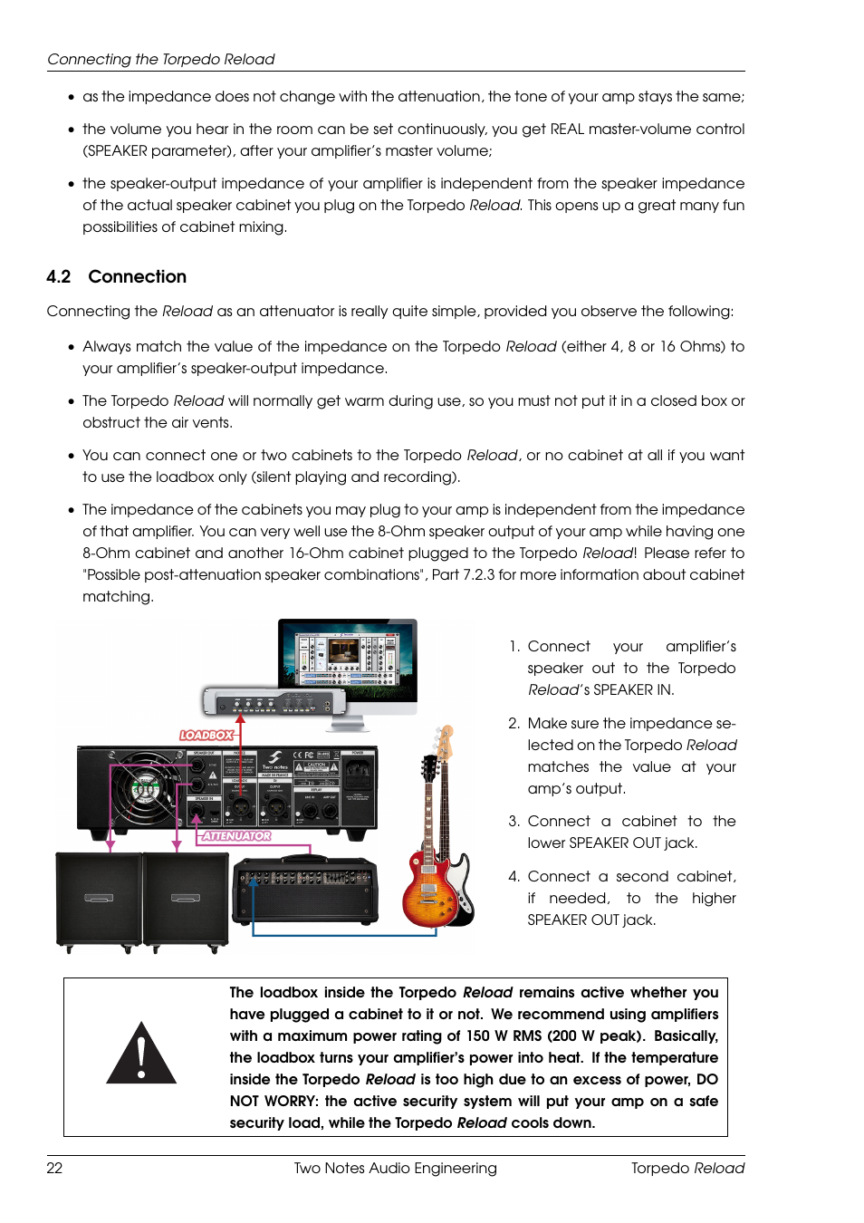 Connection, 2 connection | Two Notes Reload User Manual | Page 22 / 51