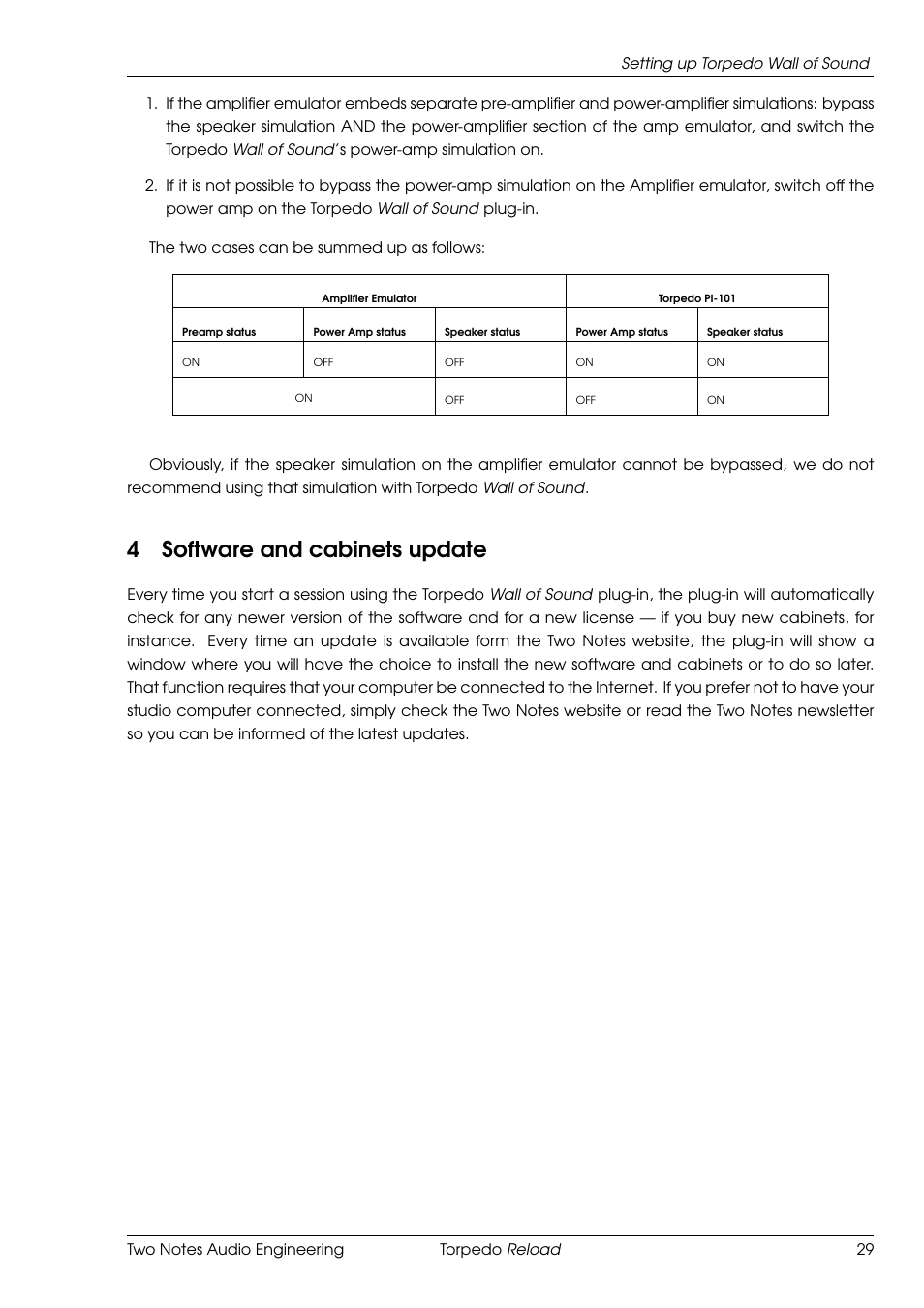 Software and cabinets update, 4software and cabinets update | Two Notes Reload User Manual | Page 29 / 51