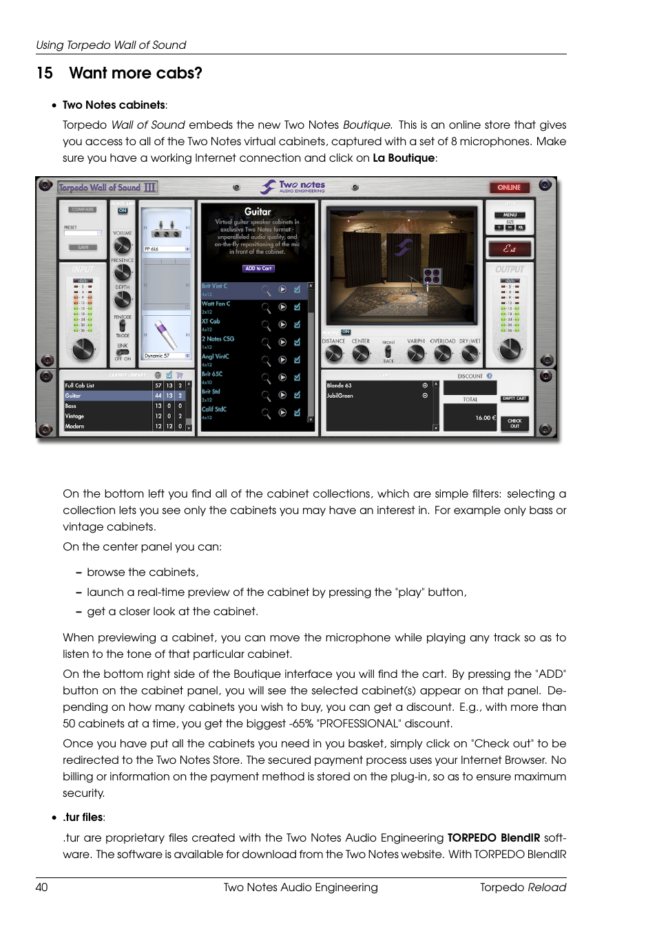 Want more cabs, 15 want more cabs | Two Notes Reload User Manual | Page 40 / 51