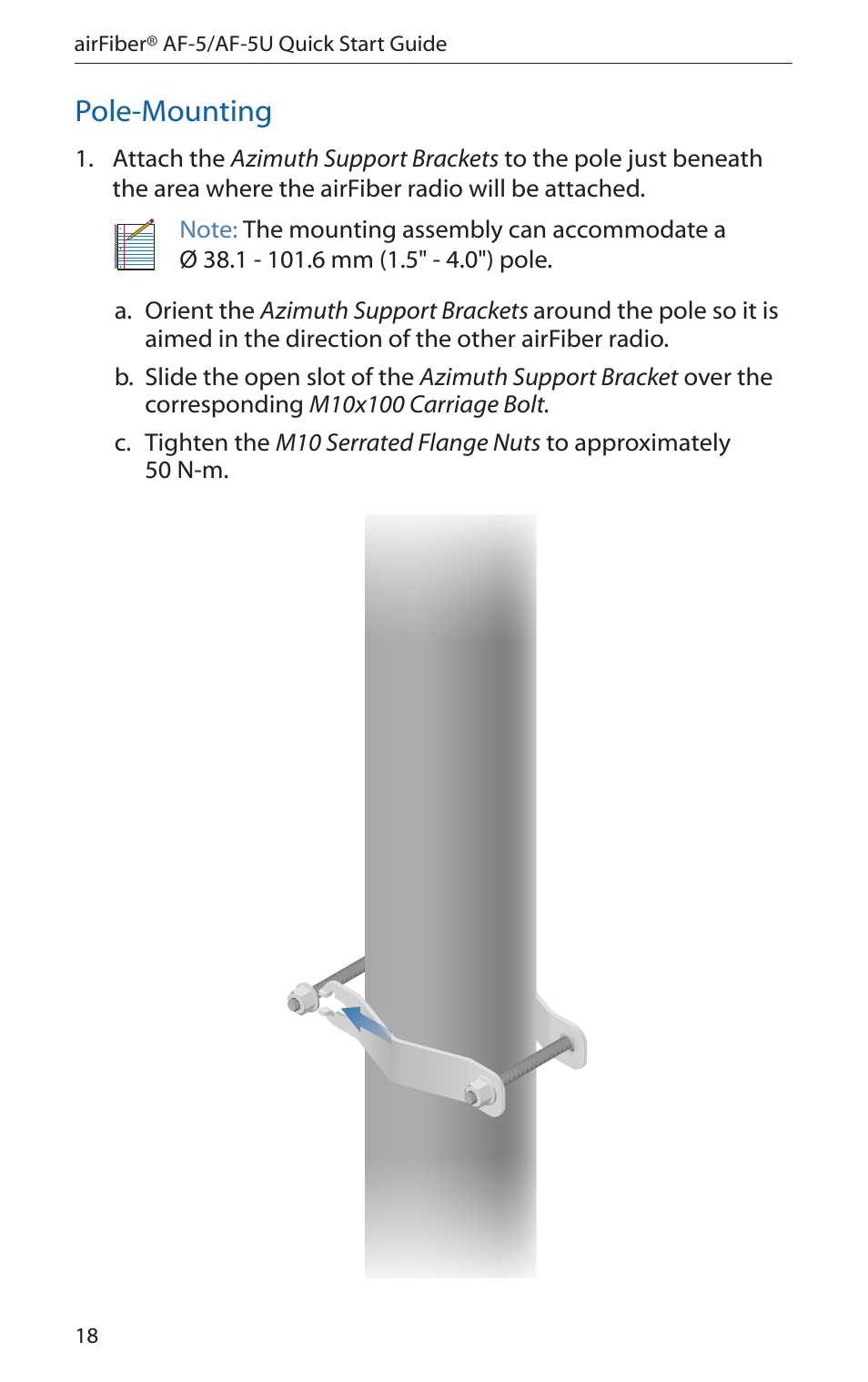 Pole-mounting | Ubiquiti Networks airFibe5 User Manual | Page 20 / 44