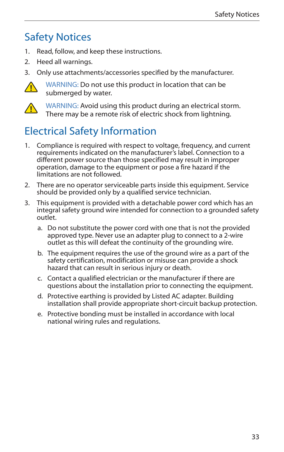 Safety notices, Electrical safety information | Ubiquiti Networks airFibe5 User Manual | Page 35 / 44