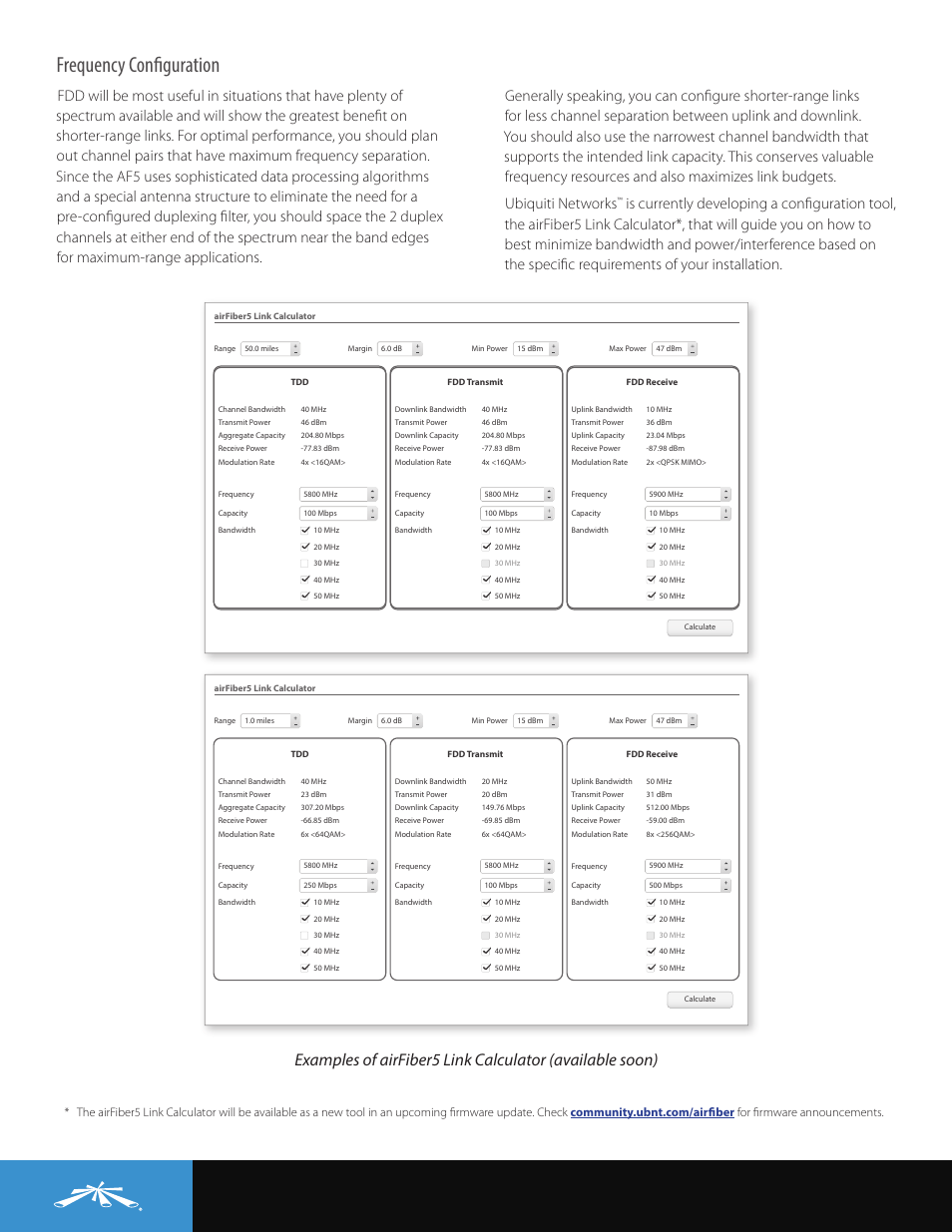 Frequency configuration | Ubiquiti Networks airFibe5 User Manual | Page 3 / 4