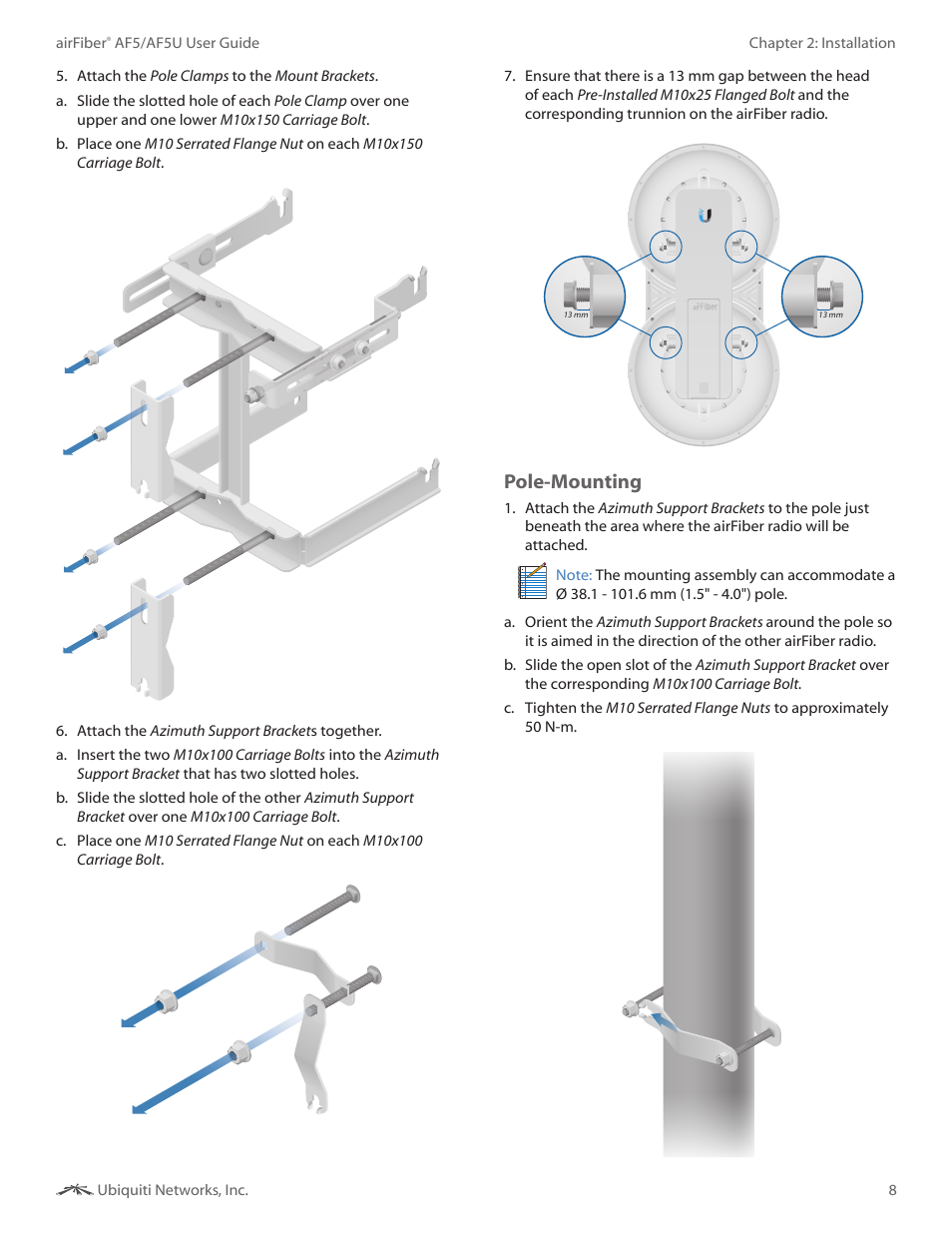 Pole-mounting | Ubiquiti Networks airFibe5 User Manual | Page 11 / 53