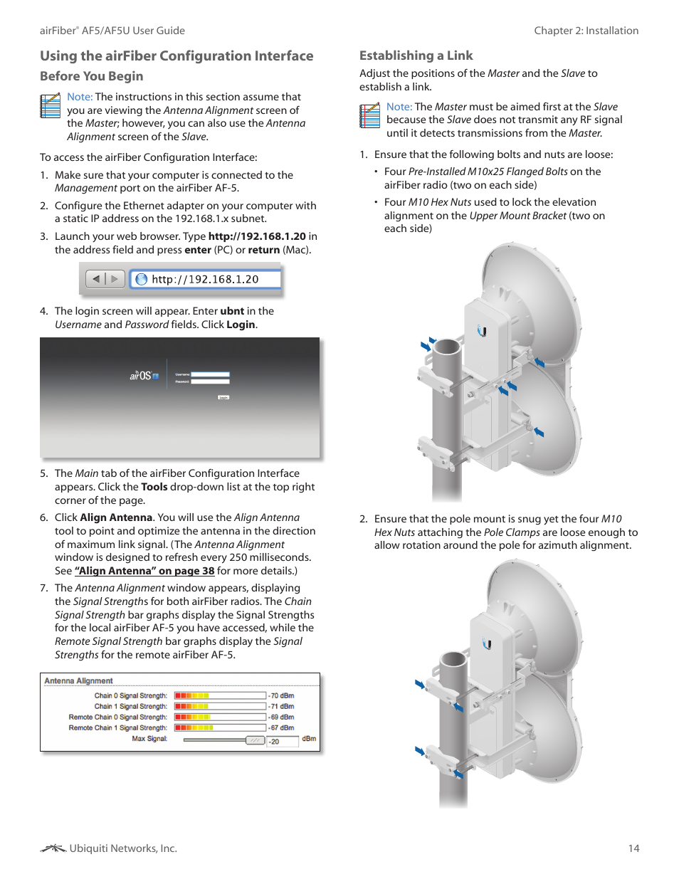Ee “using the, Using the airfiber configuration interface | Ubiquiti Networks airFibe5 User Manual | Page 17 / 53