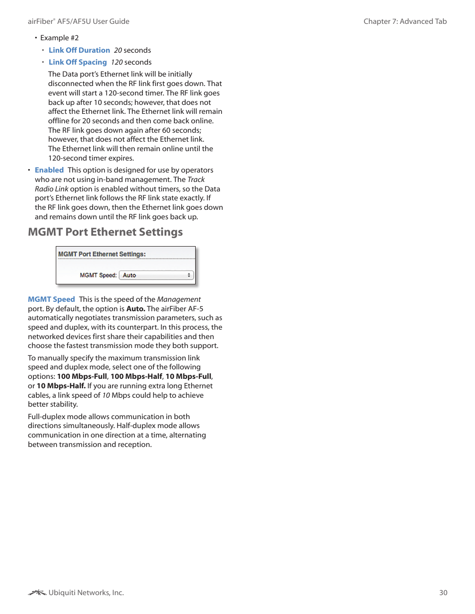 Mgmt port ethernet settings | Ubiquiti Networks airFibe5 User Manual | Page 33 / 53