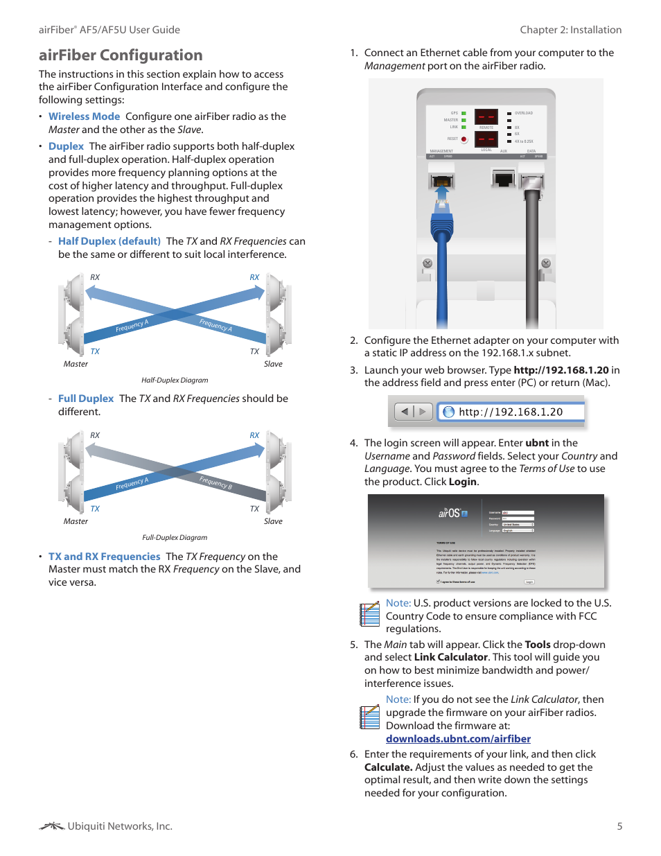 Airfiber configuration | Ubiquiti Networks airFibe5 User Manual | Page 8 / 53
