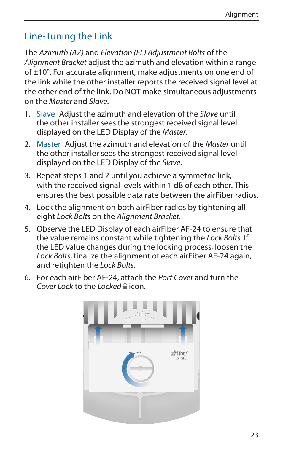 Fine-tuning the link | Ubiquiti Networks airFibe24 User Manual | Page 25 / 36