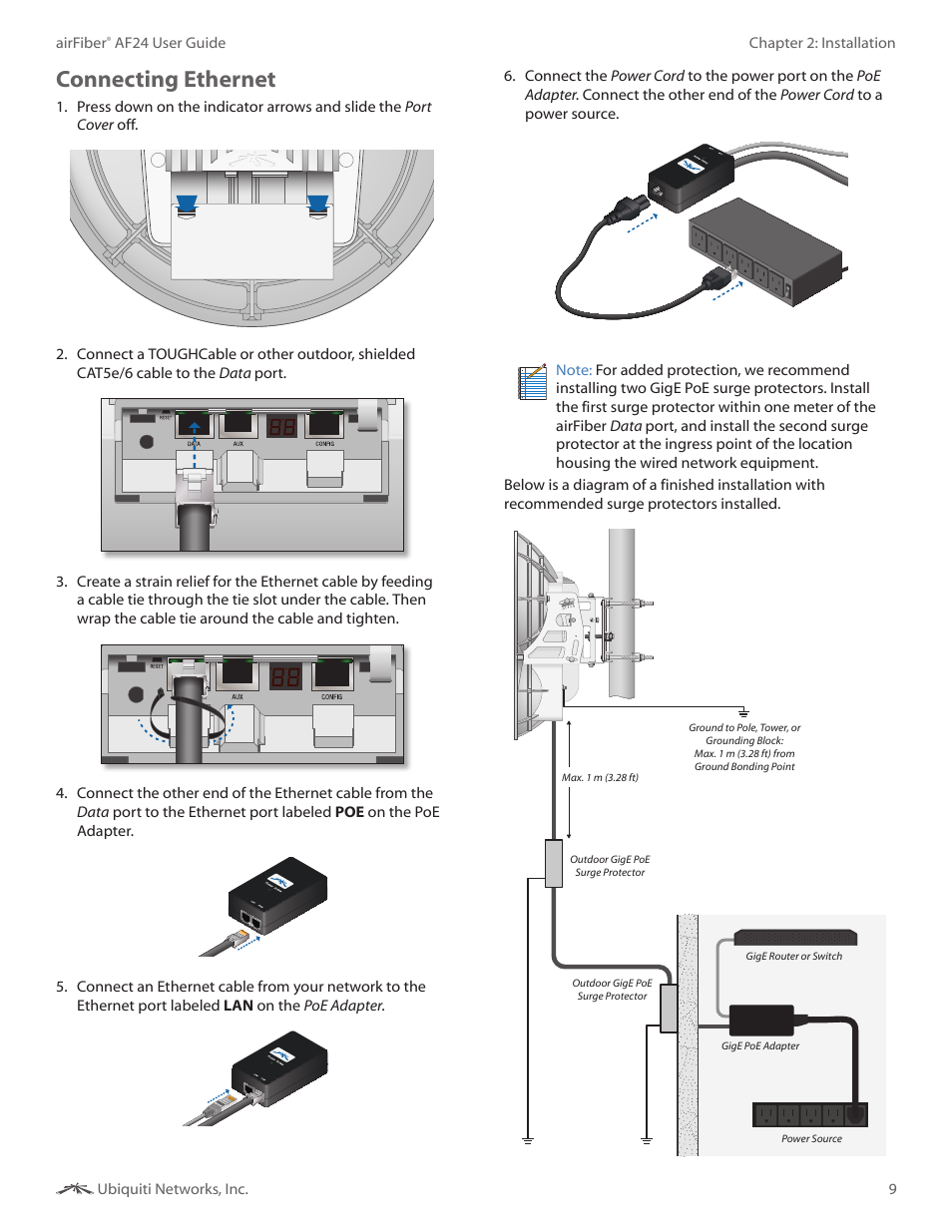 Connecting ethernet | Ubiquiti Networks airFibe24 User Manual | Page 12 / 50