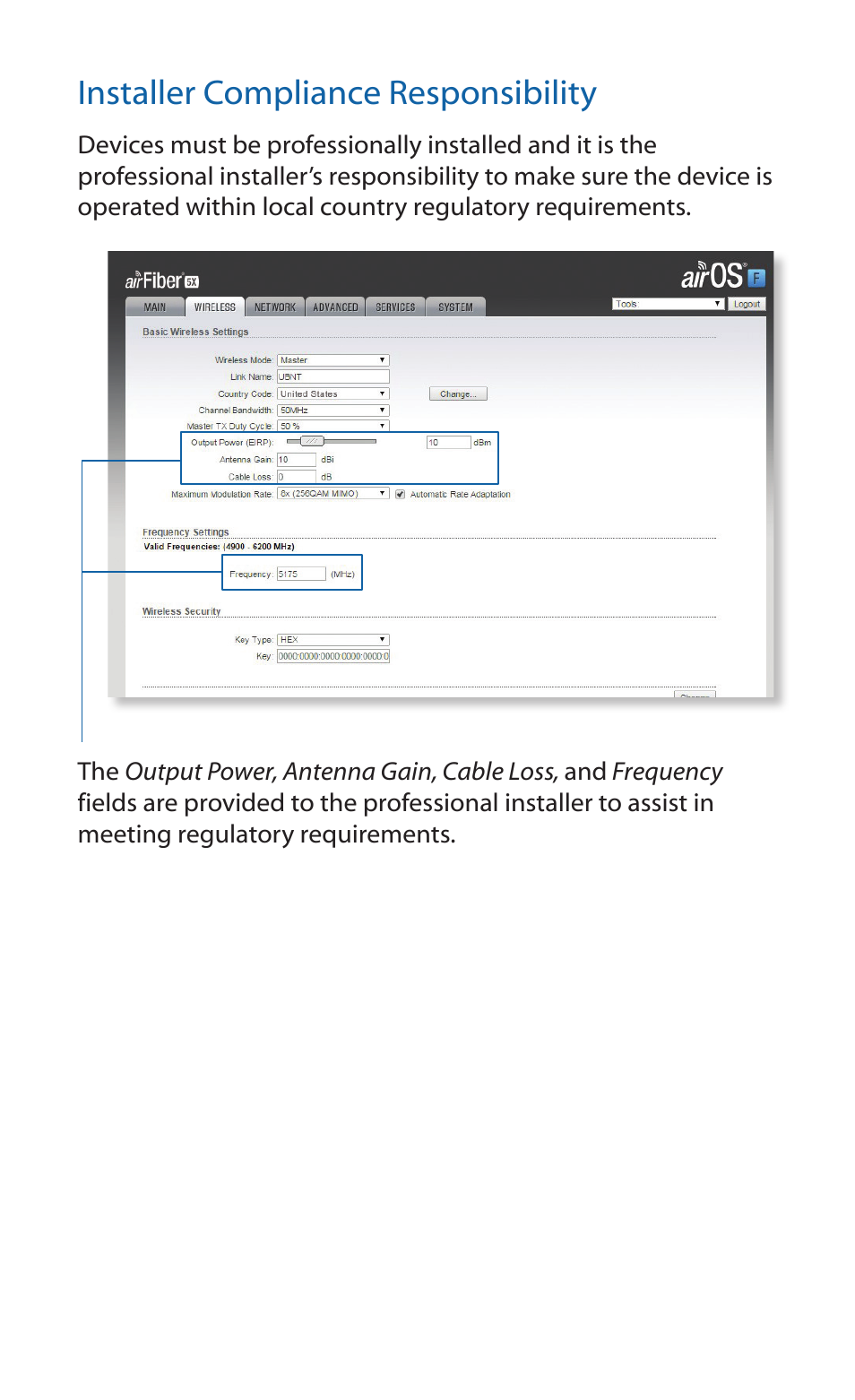 Installer compliance responsibility | Ubiquiti Networks airFibe5X User Manual | Page 26 / 28