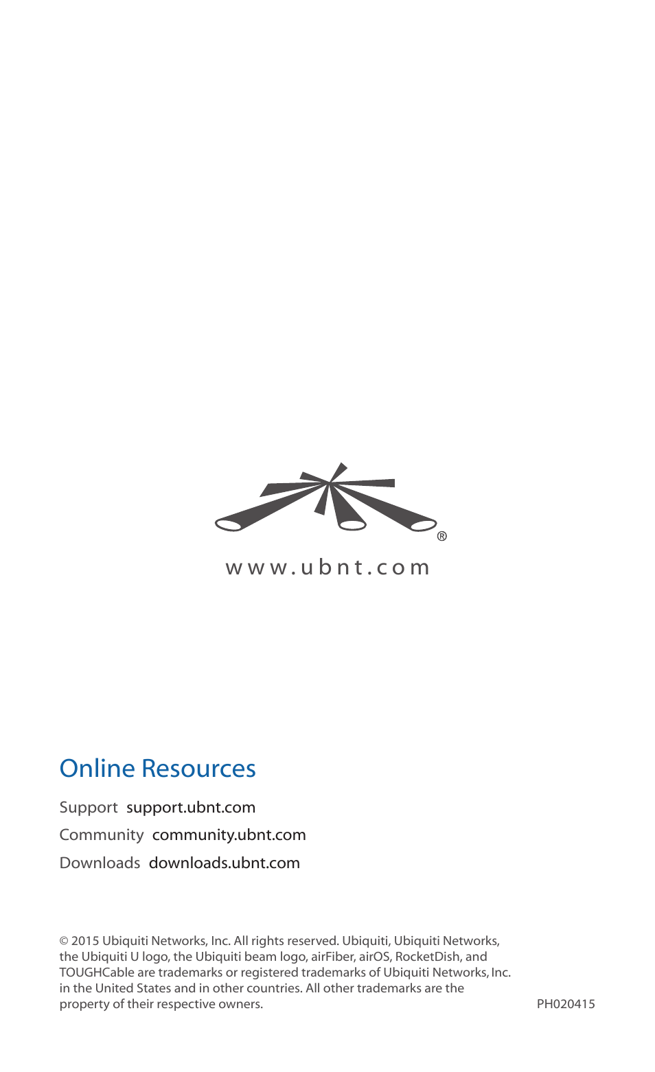 Online resources | Ubiquiti Networks airFibe5X User Manual | Page 28 / 28