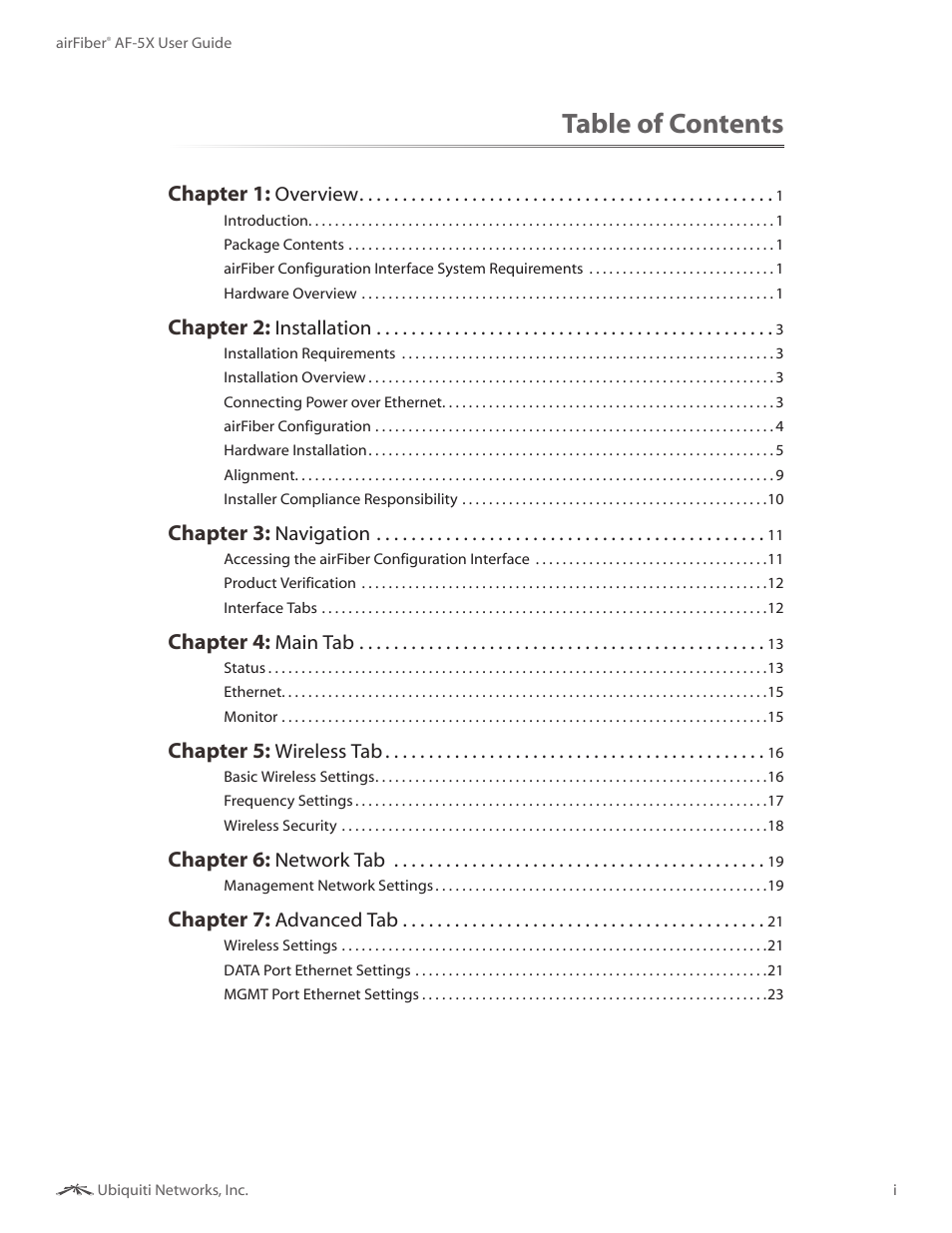 Ubiquiti Networks airFibe5X User Manual | Page 2 / 50