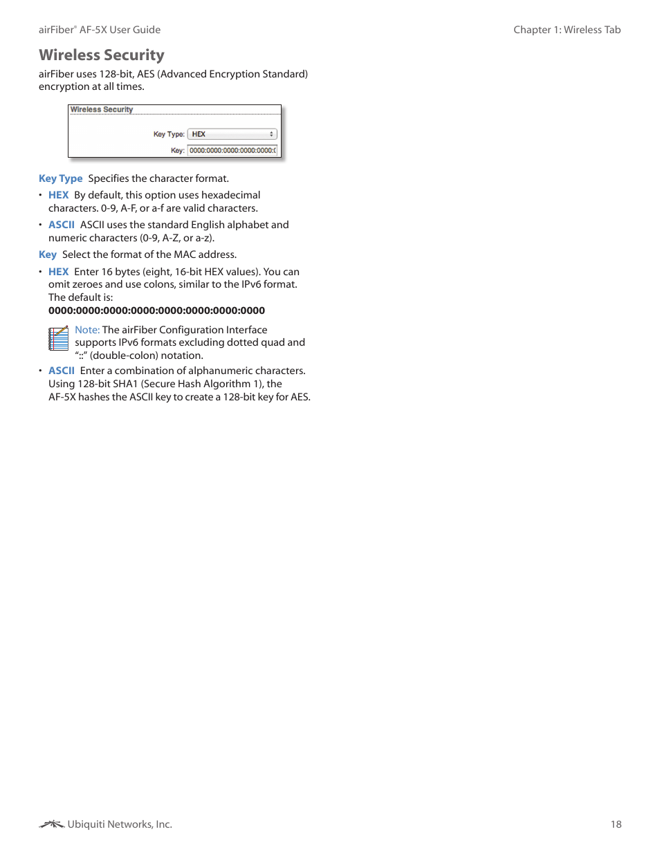 Wireless security | Ubiquiti Networks airFibe5X User Manual | Page 22 / 50