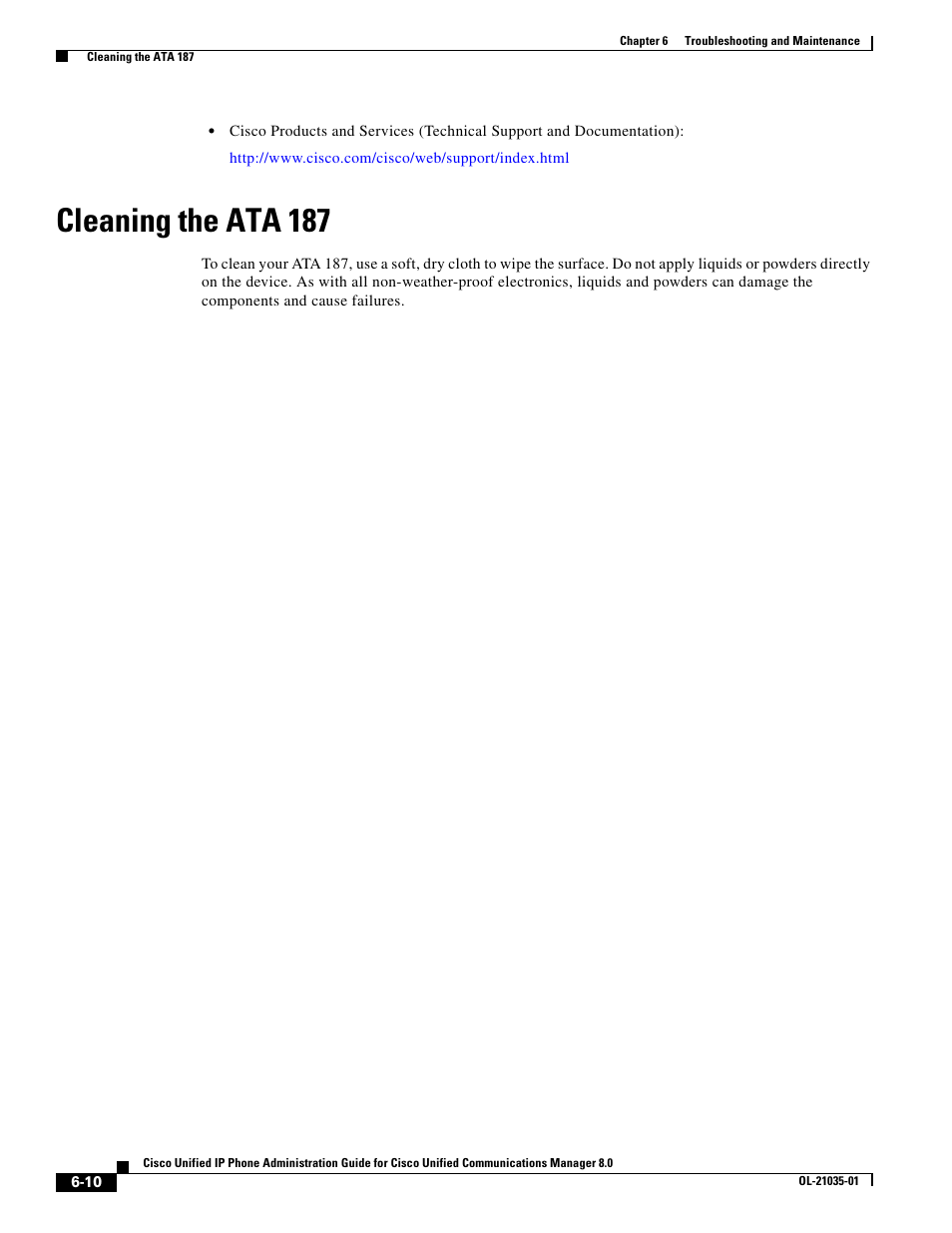 Cleaning the ata 187 | Cisco OL-21035-01 User Manual | Page 10 / 10