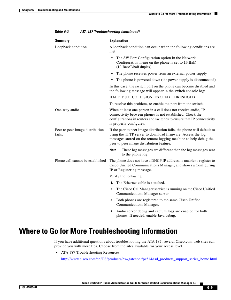 Where to go for more troubleshooting information | Cisco OL-21035-01 User Manual | Page 9 / 10