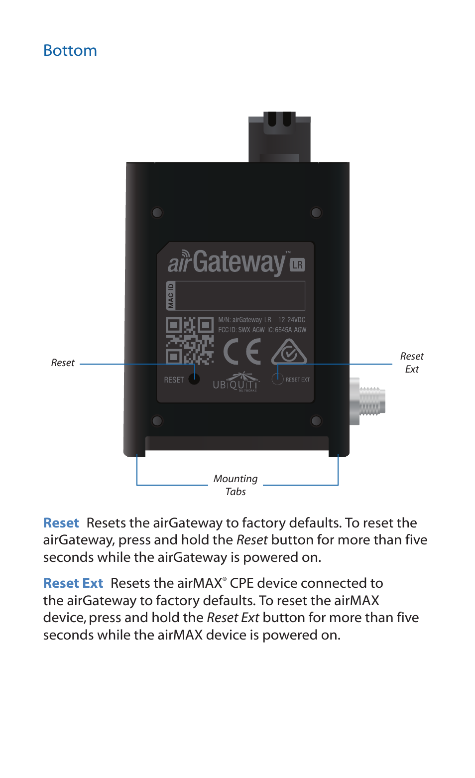 Bottom | Ubiquiti Networks airGateway User Manual | Page 4 / 24