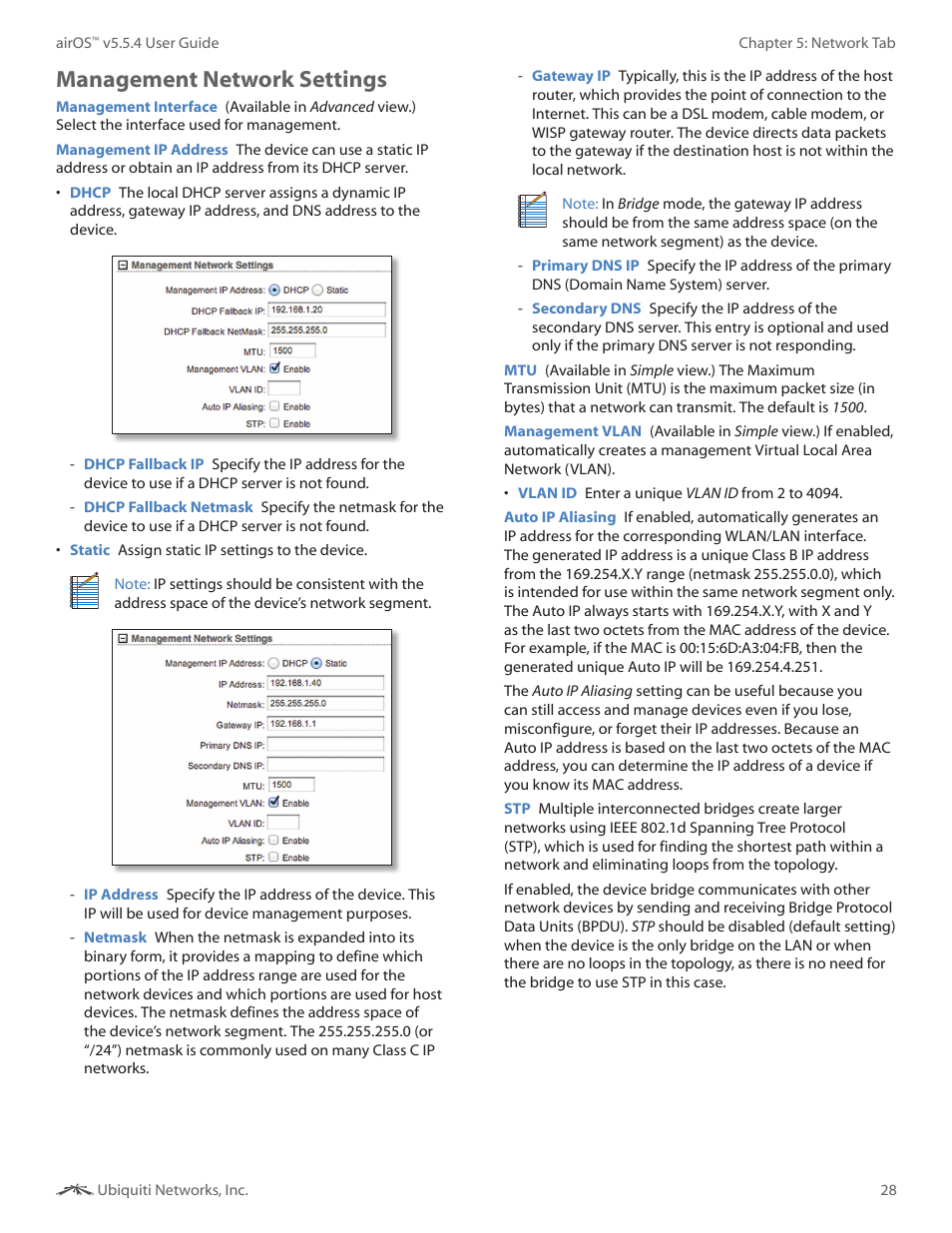 Management network settings, Management network | Ubiquiti Networks PowerBridgM User Manual | Page 31 / 67