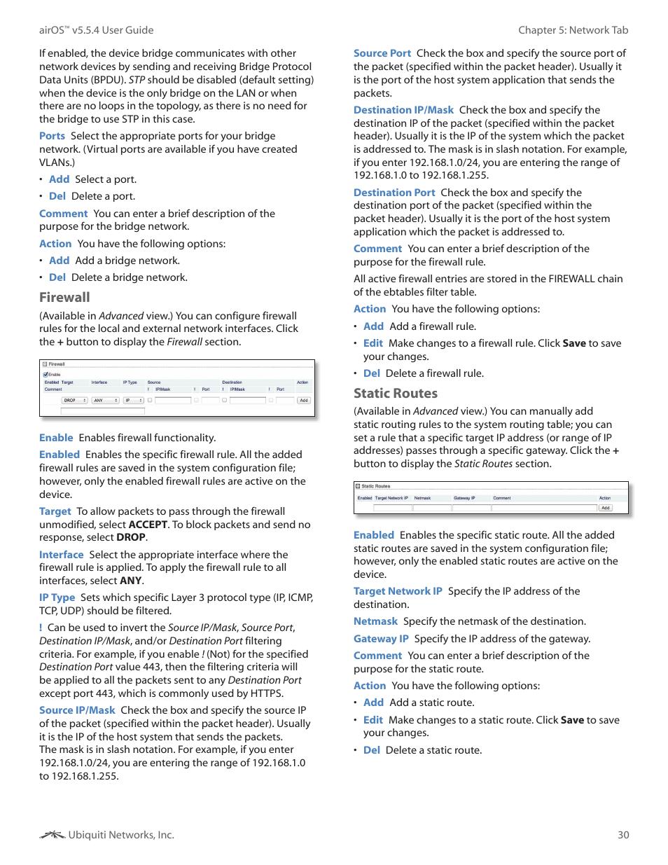 Firewall, Static routes | Ubiquiti Networks PowerBridgM User Manual | Page 33 / 67