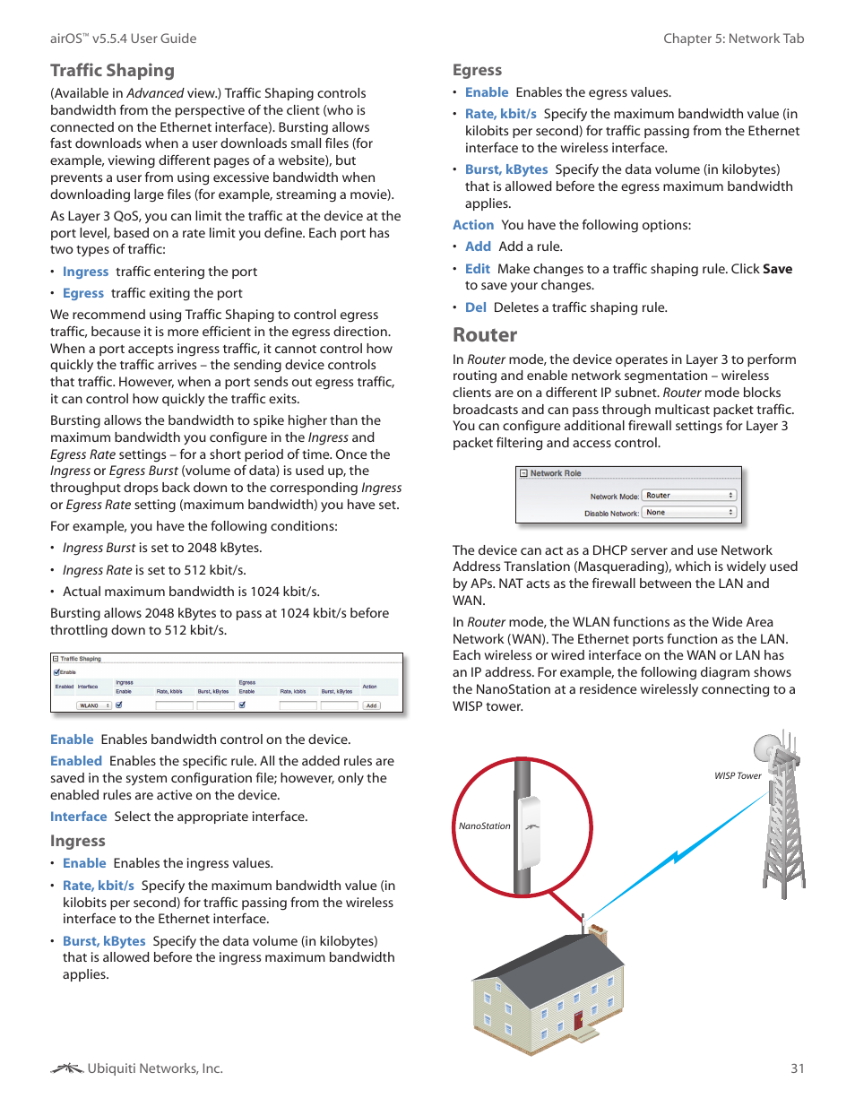 Router, Traffic shaping | Ubiquiti Networks PowerBridgM User Manual | Page 34 / 67