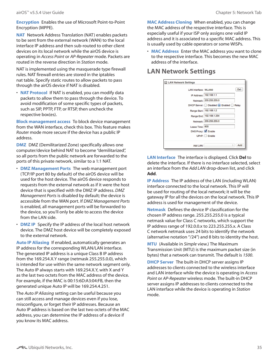 Lan network settings | Ubiquiti Networks PowerBridgM User Manual | Page 38 / 67