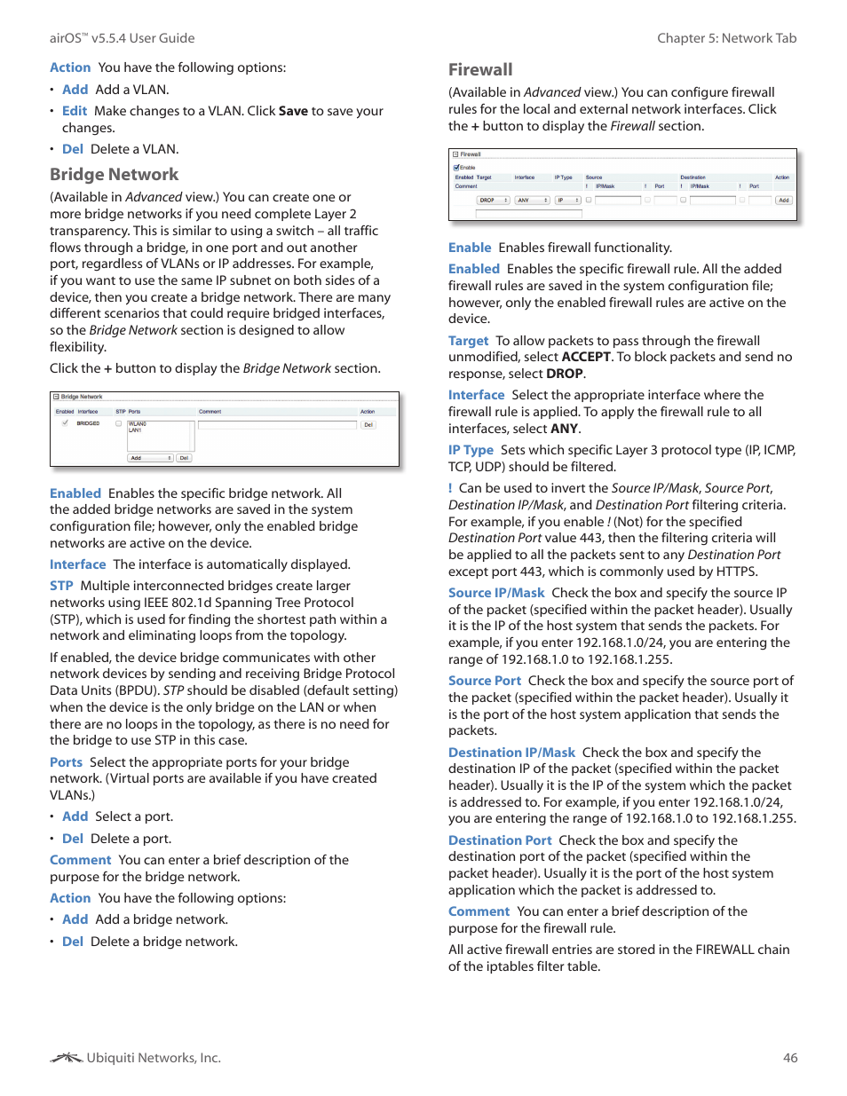 Bridge network, Firewall | Ubiquiti Networks PowerBridgM User Manual | Page 49 / 67