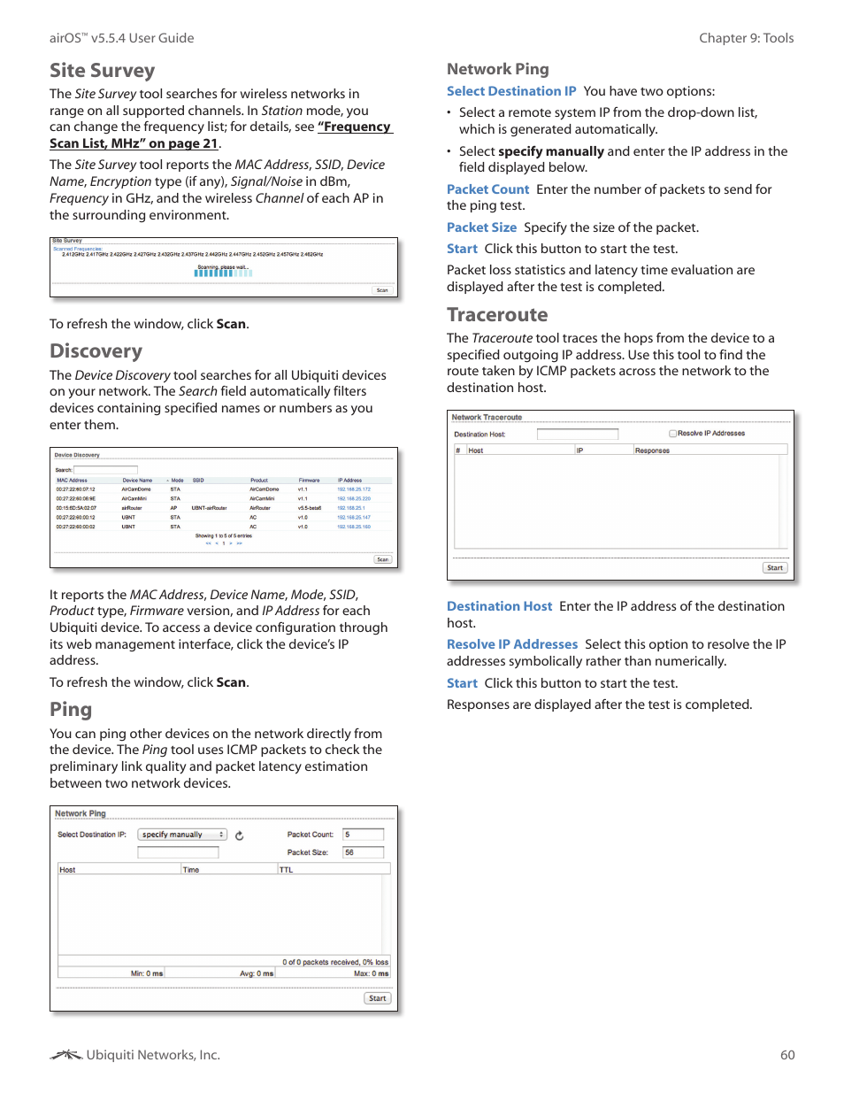 Site survey, Discovery, Ping | Traceroute, Site survey discovery ping traceroute | Ubiquiti Networks PowerBridgM User Manual | Page 63 / 67