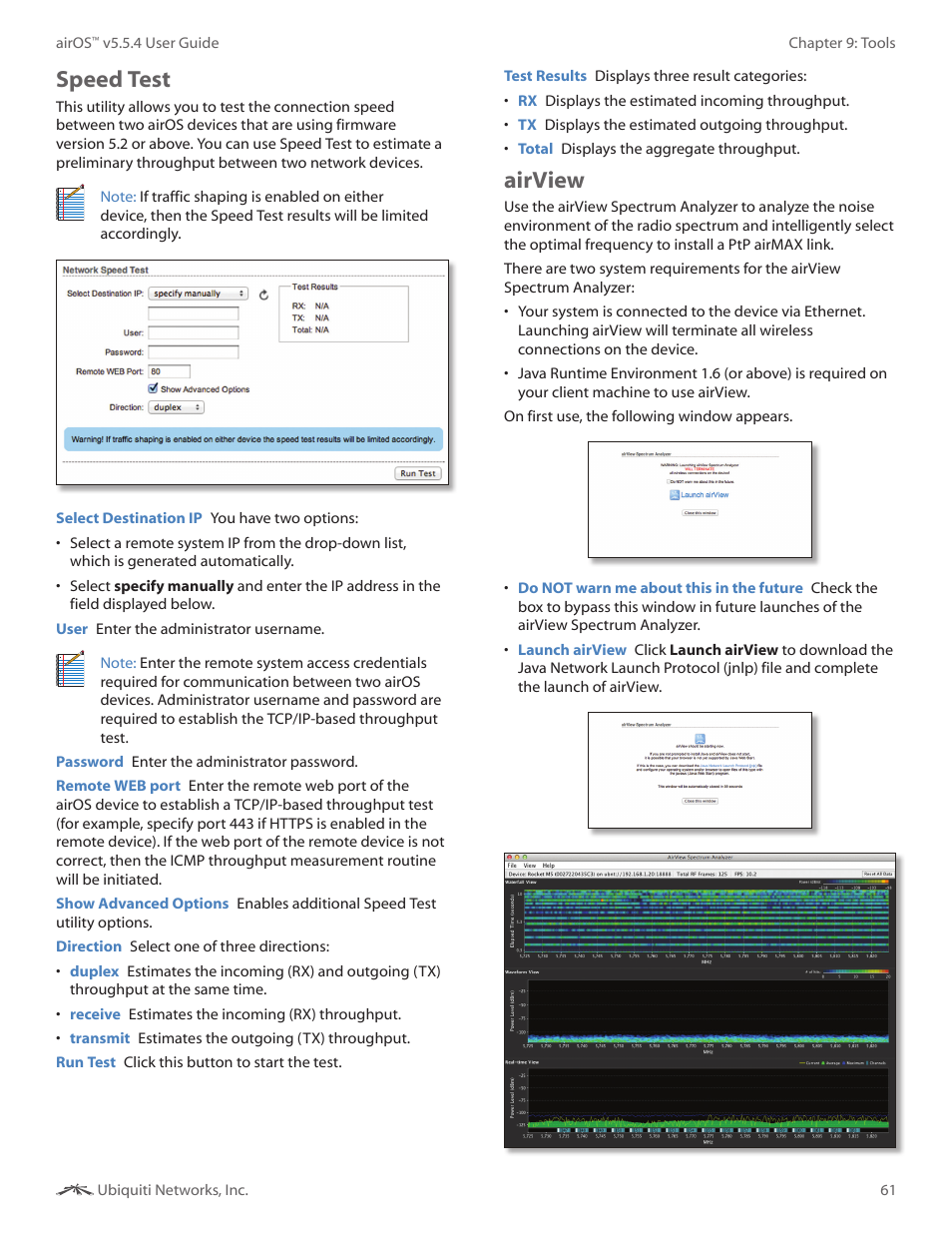 Speed test, Airview, Speed test airview | Ubiquiti Networks PowerBridgM User Manual | Page 64 / 67