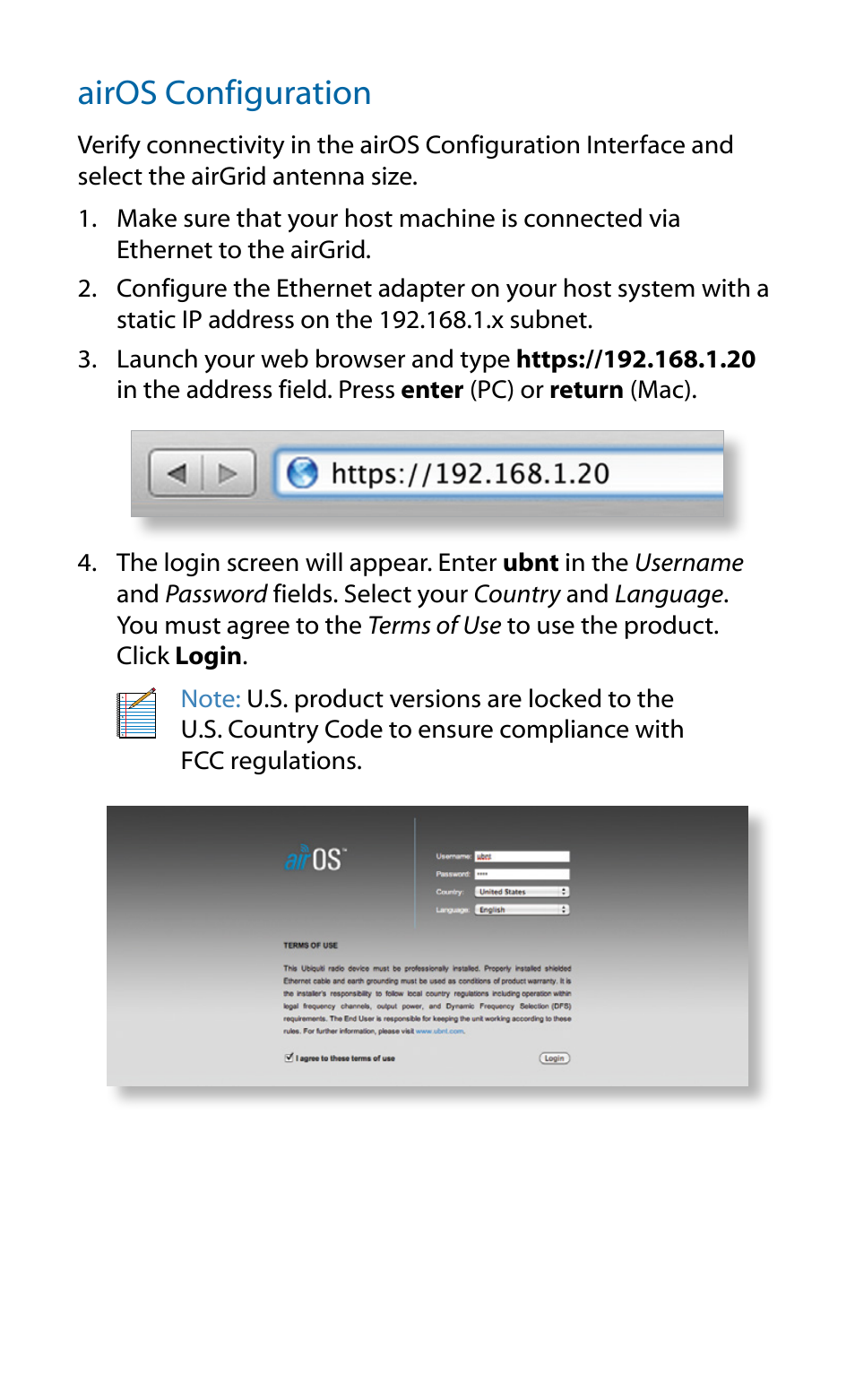 Airos configuration | Ubiquiti Networks airGriM User Manual | Page 12 / 24