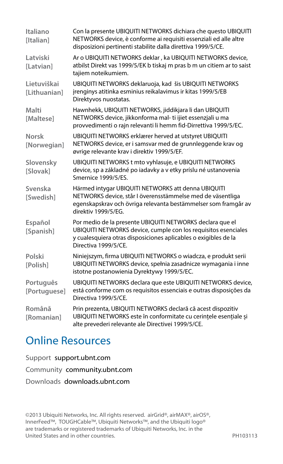 Online resources | Ubiquiti Networks airGriM User Manual | Page 24 / 24