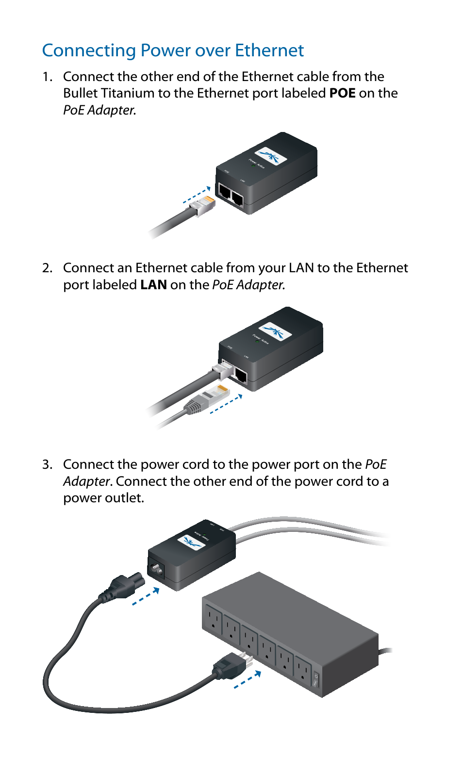 Connecting power over ethernet | Ubiquiti Networks BulleM User Manual | Page 8 / 24