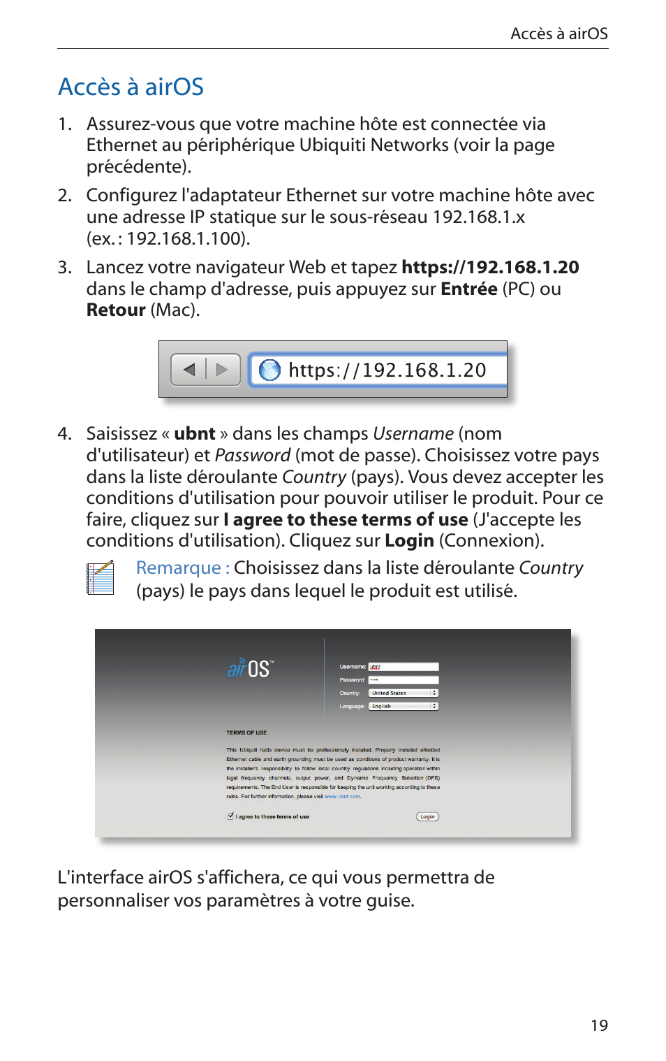 Accès à airos | Ubiquiti Networks PicoStatioM User Manual | Page 21 / 40