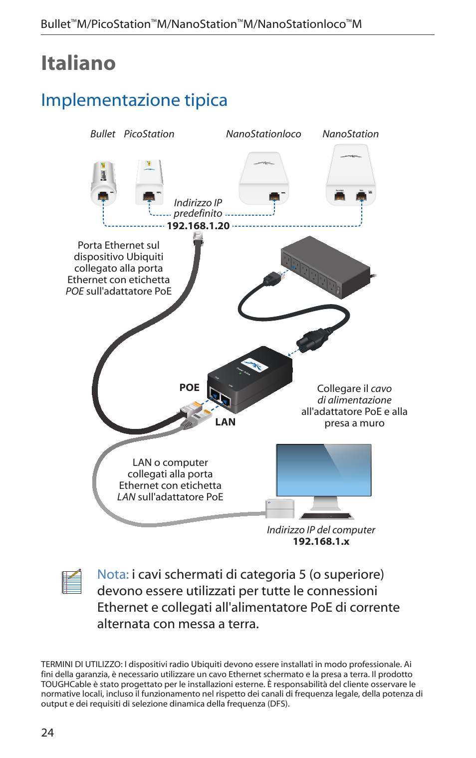 Italiano, Implementazione tipica | Ubiquiti Networks PicoStatioM User Manual | Page 26 / 40
