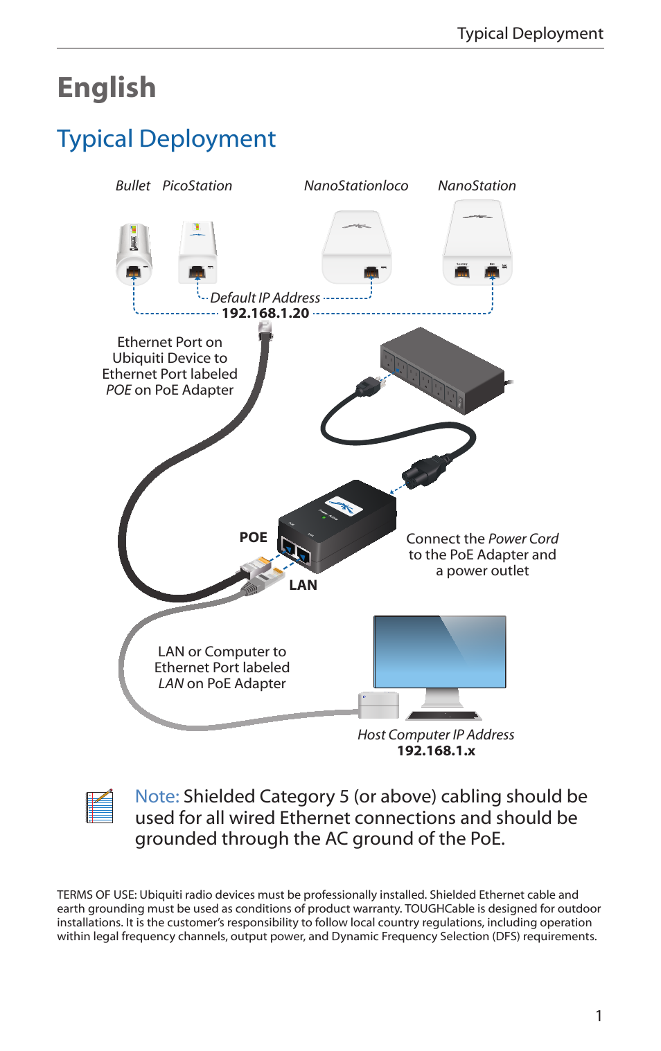English, Typical deployment | Ubiquiti Networks PicoStatioM User Manual | Page 3 / 40