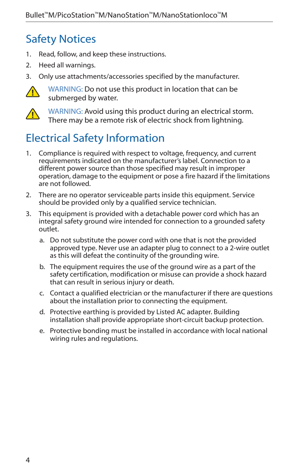 Safety notices, Electrical safety information | Ubiquiti Networks PicoStatioM User Manual | Page 6 / 40