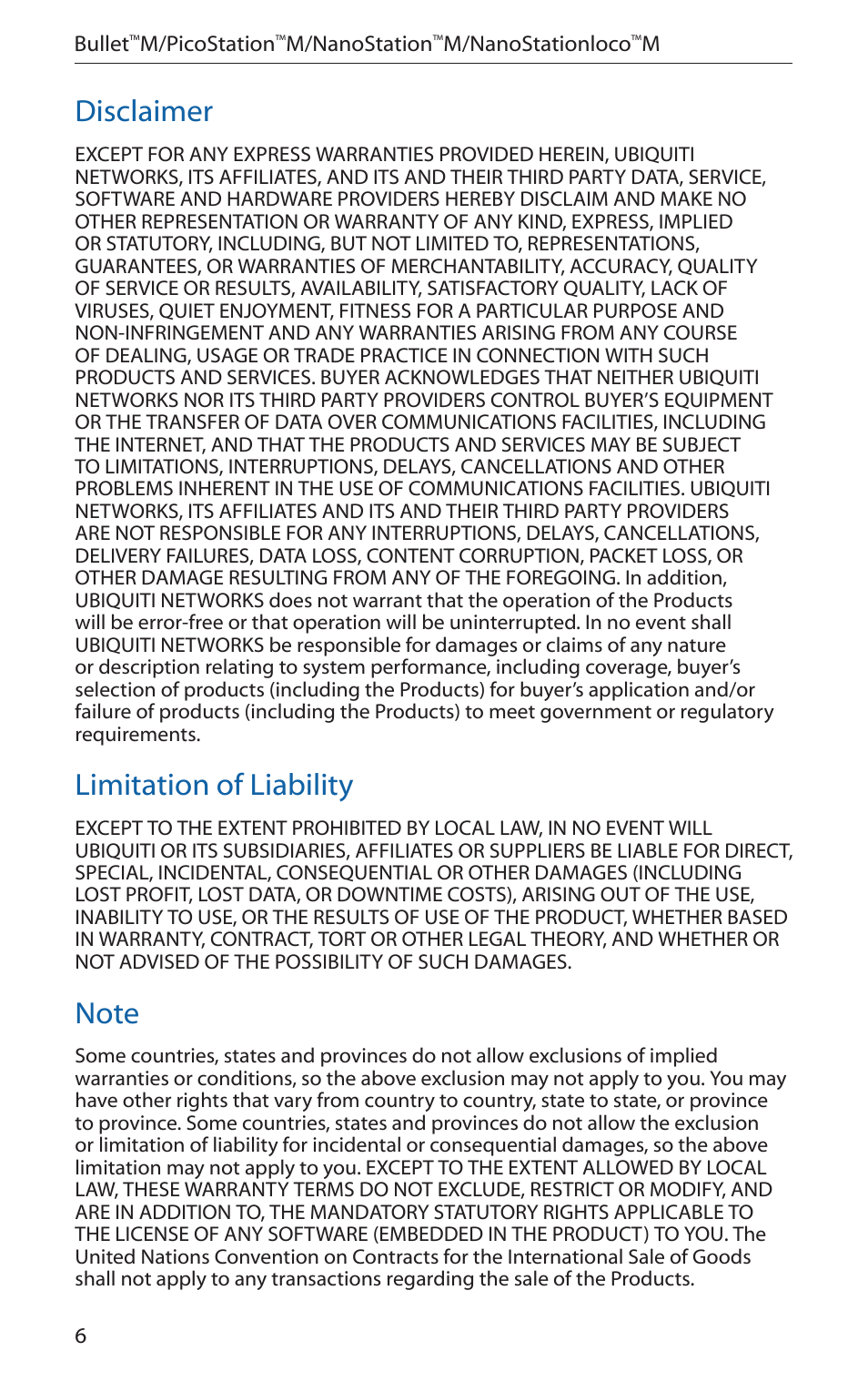 Disclaimer, Limitation of liability | Ubiquiti Networks PicoStatioM User Manual | Page 8 / 40