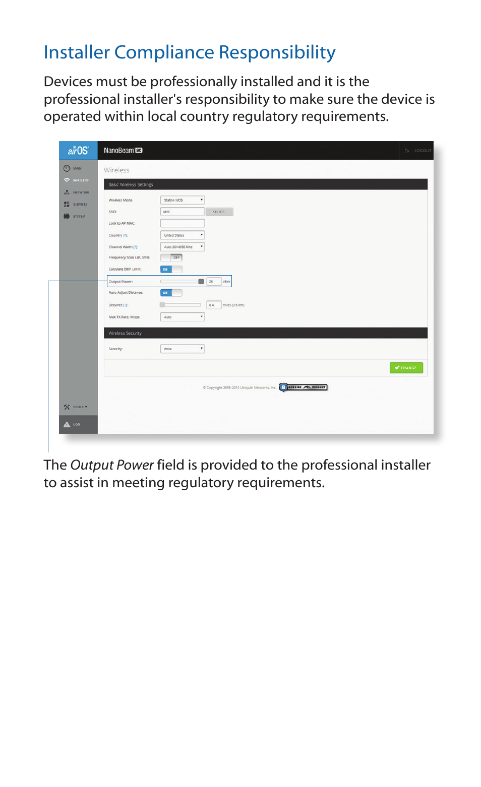Installer compliance responsibility | Ubiquiti Networks NanoBea ac User Manual | Page 13 / 24