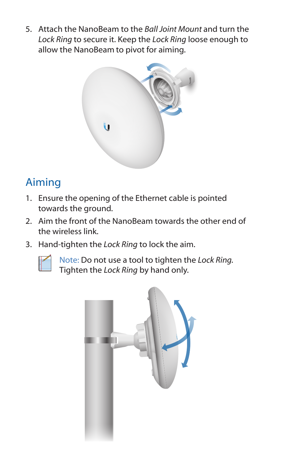 Aiming | Ubiquiti Networks NanoBea ac User Manual | Page 9 / 24