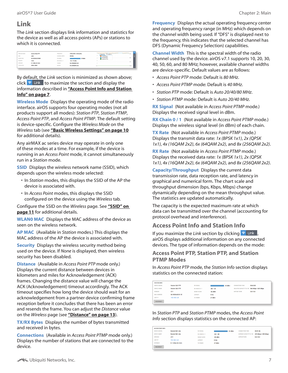 Link, Access point info and station info | Ubiquiti Networks Rockeac User Manual | Page 10 / 45