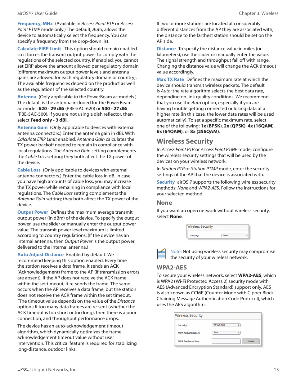 Wireless security, None, Wpa2-aes | Ubiquiti Networks Rockeac User Manual | Page 16 / 45