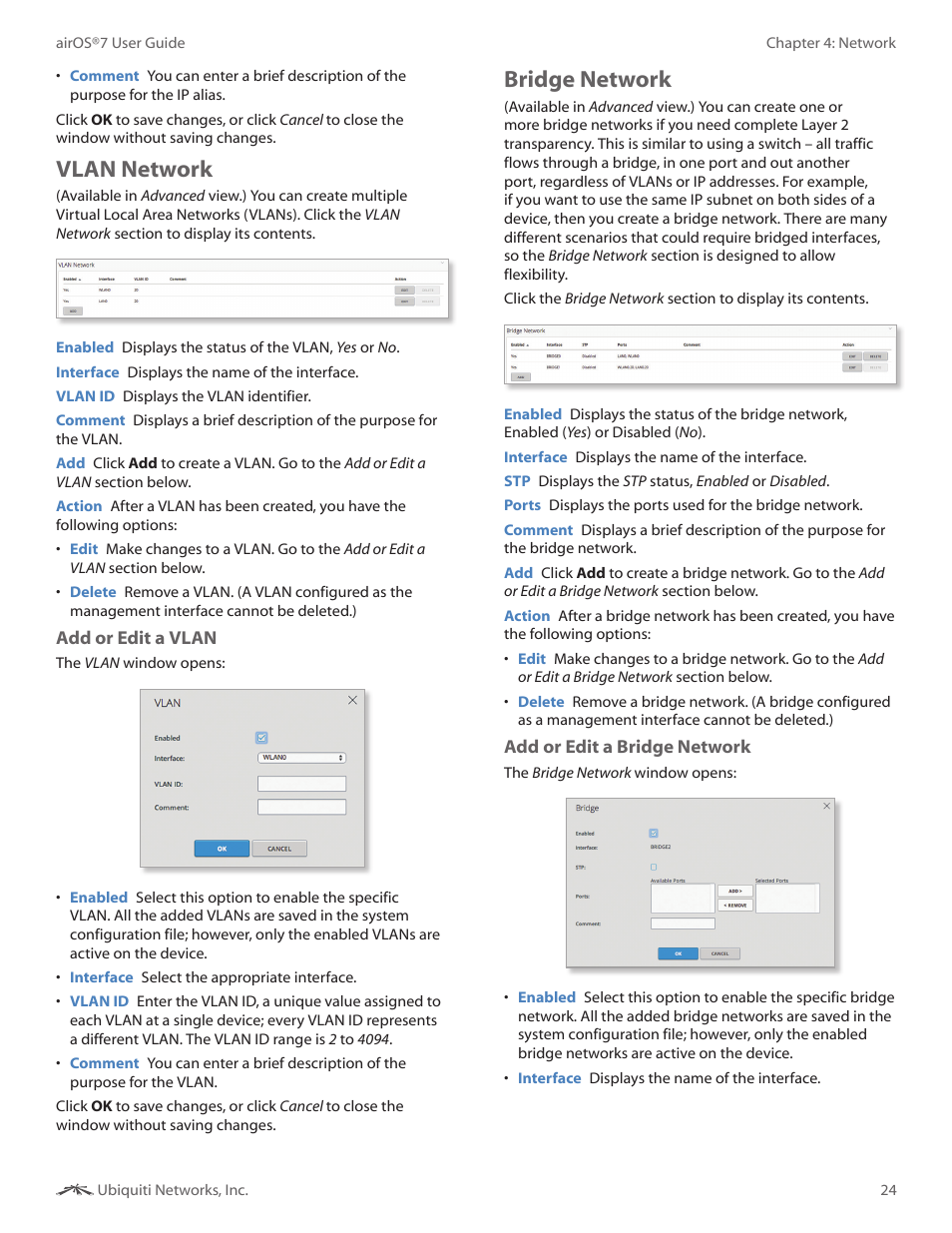 Vlan network, Bridge network, Vlan network bridge network | Ubiquiti Networks Rockeac User Manual | Page 27 / 45