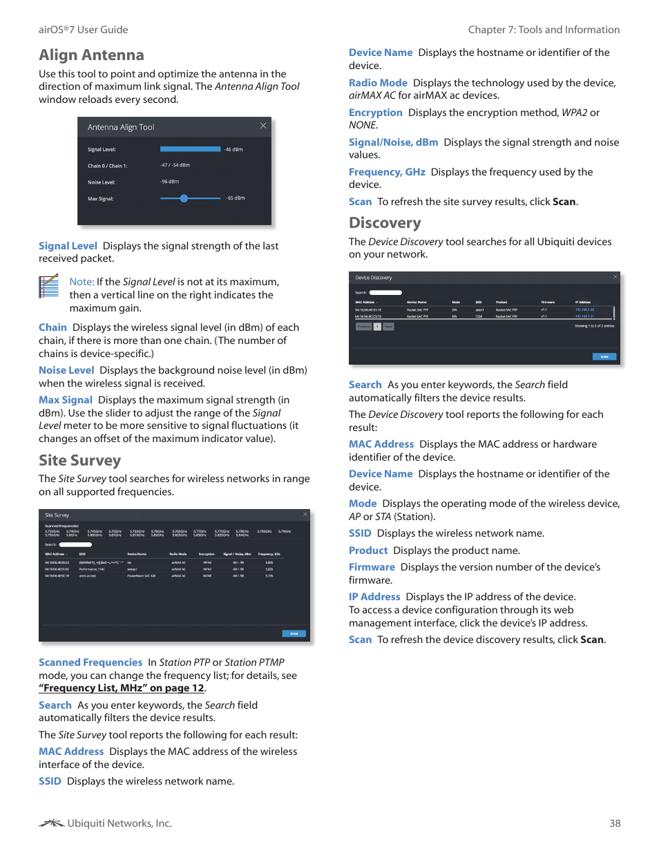 Align antenna, Site survey, Discovery | Align antenna site survey discovery | Ubiquiti Networks Rockeac User Manual | Page 41 / 45