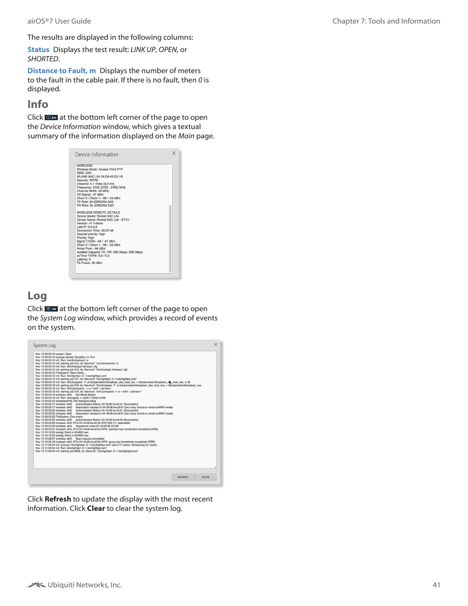 Info, Info log | Ubiquiti Networks Rockeac User Manual | Page 44 / 45