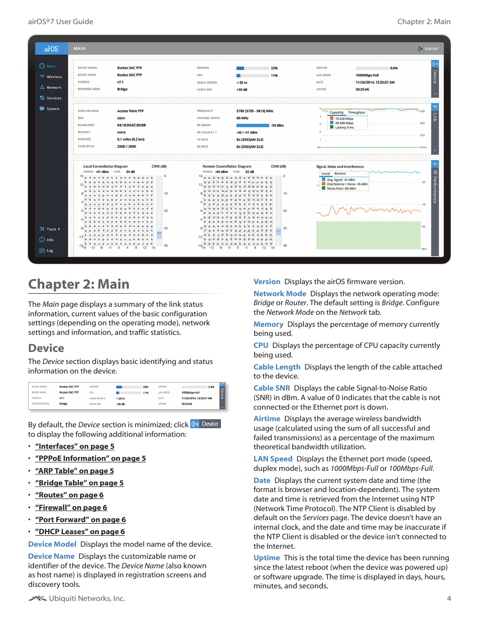 Chapter 2: main, Device, Chapter 2 | Main | Ubiquiti Networks Rockeac User Manual | Page 7 / 45