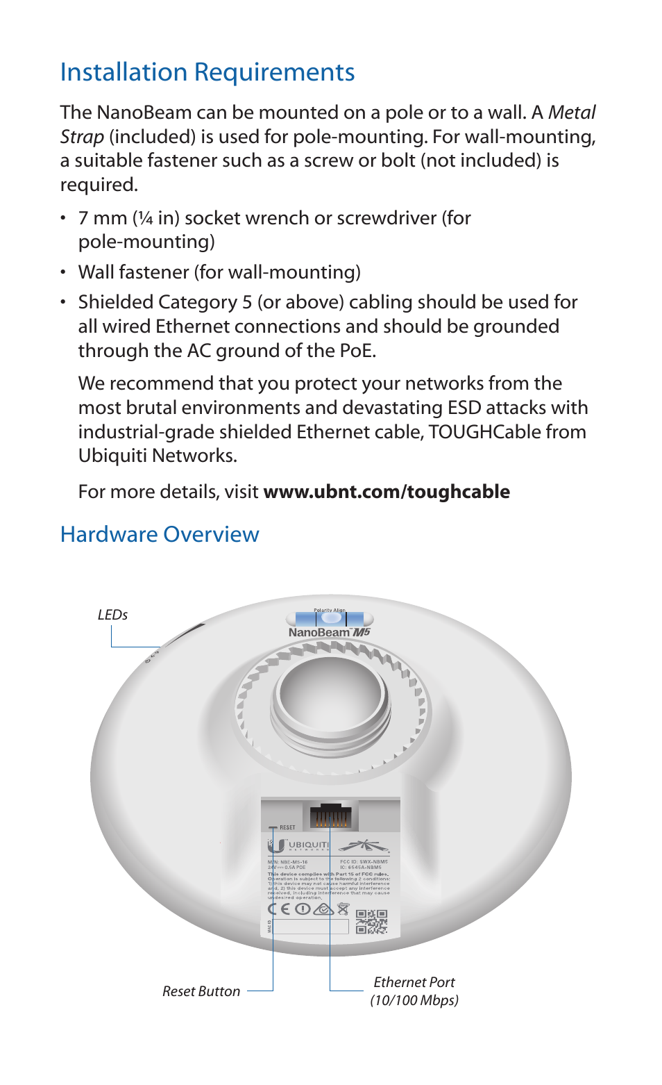 Installation requirements | Ubiquiti Networks NanoBeaM User Manual | Page 3 / 24